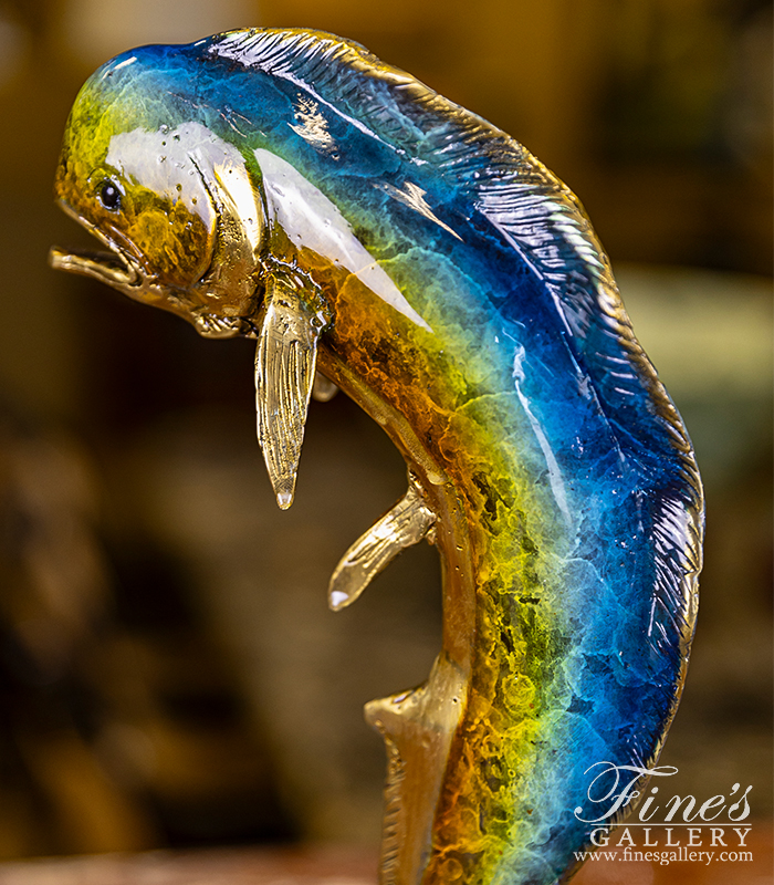 Bronze Statues  - Mahi Mahi Statue In Enameled Bronze - BS-1724